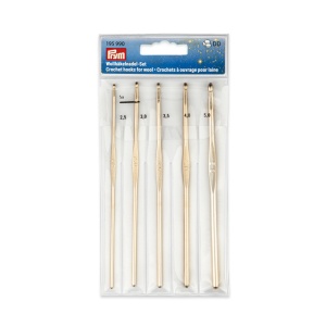 Set de 5 crosete metalice Prym, 2.5 - 5 mm - auriu - Img 2