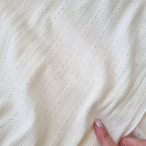 Tricot 100% bumbac - Pointoille Stripe Off-White - Img 2