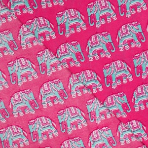 Voal batist de bumbac - Enjoy Elephant Fuchsia - Img 3