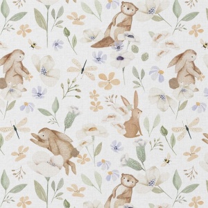 Bumbac imprimat digital - Spring Garden Animals