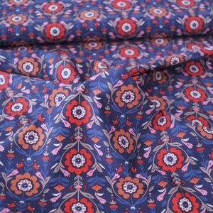Bumbac imprimat - Etno Floral Blue