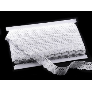 Cupon 1.5m - Dantela din bumbac crosetata 25mm latime - Alb