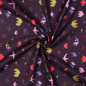 Cupon 130x50cm - Poplin premium - Birds Purple - Img 2