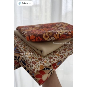 Cupon 40 cm - Bumbac Reiat Velur Babycord - Autumn Garden - Img 3