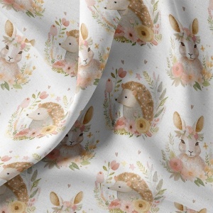 Cupon 60 cm - Bumbac imprimat digital cu animale - Cute Forest - Img 2