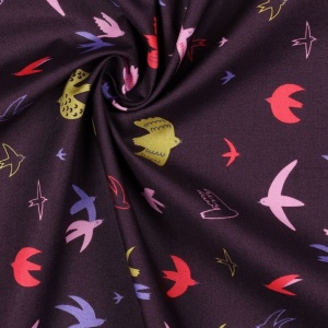 Cupon 85 cm - Poplin premium - Birds Purple