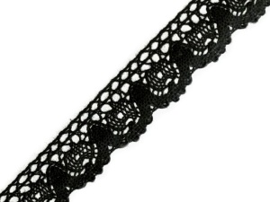 Dantela din bumbac crosetata 25mm latime - Negru
