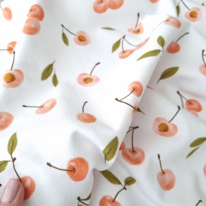 Jerse bumbac digital imprimat cu cirese - Cherry White - Img 2