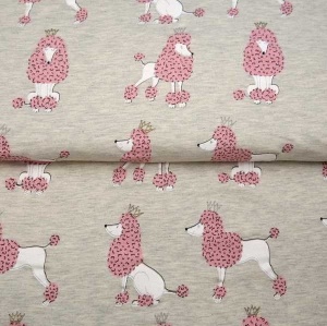 Jerse de bumbac imprimat - Pudel Grey - cupon 60cm