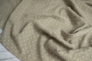 Material 100% In prespalat imprimat - Mini Dots Natur-Alb - Img 2