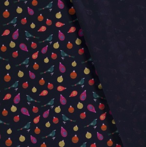 Material bumbac - Christmas Chirp Navy - Img 2