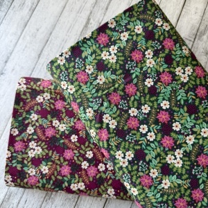 Material Craciun Poplin - Christmas Flowers Green - Img 3