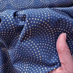 Material Craciun Poplin - Stars Scallop Navy