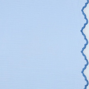 Muselina din bumbac finisata cu bordura Scallop - Light blue - Img 6