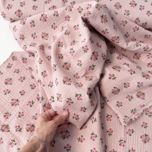 Muselina imprimata - Vintage Roses Rose - Img 2