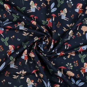 Poplin imprimat - Autumn Fairytale Navy - Img 1