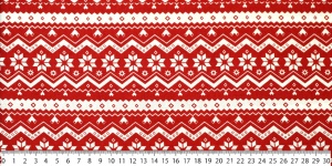 Poplin imprimat - Nordic Pattern Red - Img 2