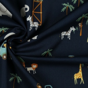 Poplin imprimat - Safari Animals Navy - Img 2