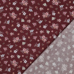 Poplin premium digital - Floral Bouquet Burgundy - Img 3