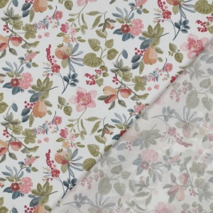 Poplin premium digital - Flowers Pastel White, culoare Alb, compozitie 100% bumbac - imagine 2