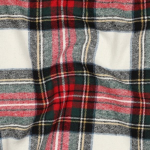 Bumbac flanel in carouri tartan - Ecru-Rosu