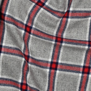 Bumbac flanel in carouri tartan - Gri/Rosu