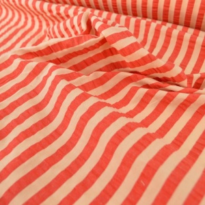 Bumbac gofrat Seersucker cu dungi - Apricot
