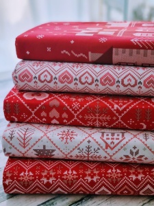 Bumbac Imprimat - Cross Stitch Christmas White - Img 2