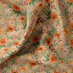Bumbac imprimat digital - Camelia Orange-Linen - Img 2