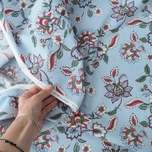 Bumbac imprimat - Folk Stripes Blue