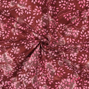 Bumbac imprimat manual - Batik Block Leaves Red - Img 2