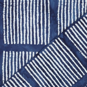 Bumbac imprimat manual - Batik Block Stries Indigo - Img 3