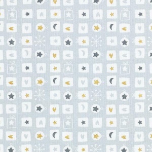 Bumbac imprimat model Craciun - Petite Ornaments Grey - Img 2