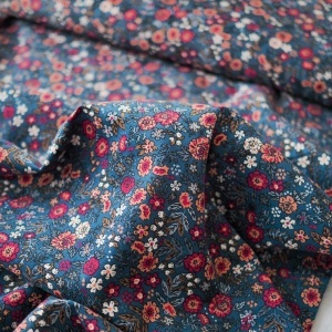 Bumbac Reiat Velur Babycord - Vintage Garden Blue