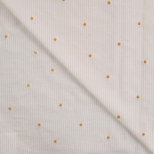 Bumbac Seersucker in dungi cu broderie - Daisy Sand - Img 3