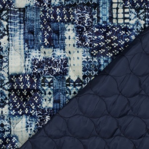Catifea matlasata Digital Patchwork - Blue - cupon 75 cm - Img 4