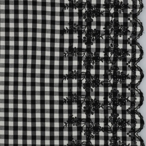 Cupon 60cm - Bumbac in carouri cu bordura brodata - Checks Black