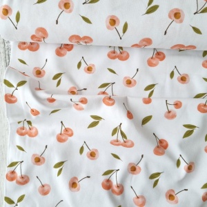 Jerse bumbac digital imprimat cu cirese - Cherry White - Img 3