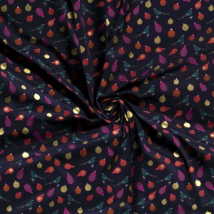 Material bumbac - Christmas Chirp Navy - Img 3