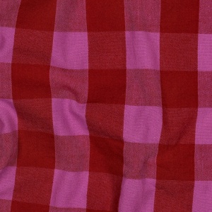 Material bumbac prespalat in carouri Yarn Dyed - Red Fuchsia