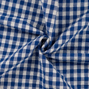 Material bumbac Seersucker Jacquard- Checks Blue White