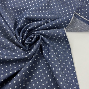 Material Chambray bumbac - Denim Dots