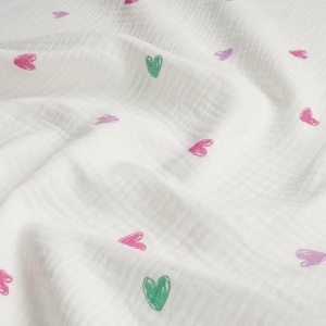 Muselina imprimata - Hearts Multicolor