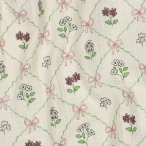 Muselina organica imprimata - Flowers Trellis Natural