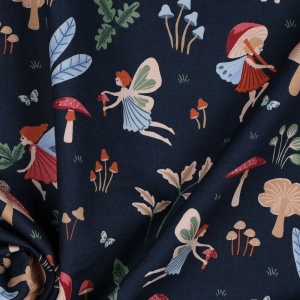 Poplin imprimat - Autumn Fairytale Navy - Img 2