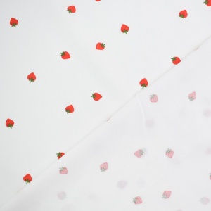 Poplin Imprimat cu capsuni - Strawberry White - Img 2