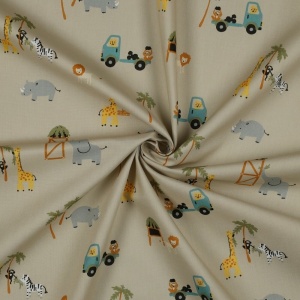 Poplin imprimat - Safari Animals Camel - cupon 87cm