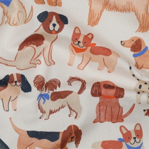 Poplin premium digital - Dogs White