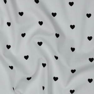 Poplin premium imprimat - Hearts White Black
