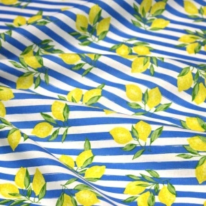 Poplin premium imprimat - Limoni Blue